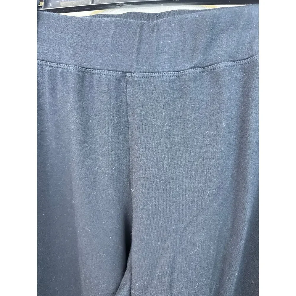 Eileen Fisher Organic Cotton Wide Leg Crop Pants Blue Pull On Size M Casual